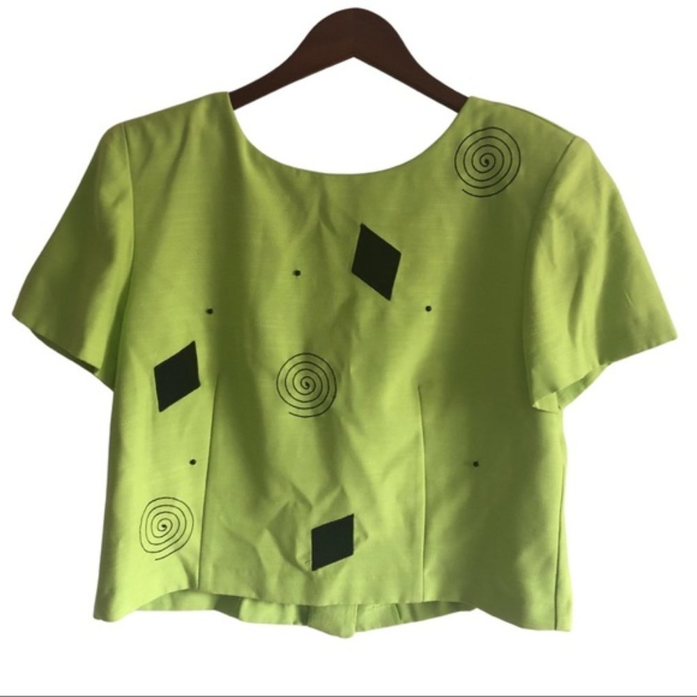 Vintage Sag Harbor Button Back Top Green Size 18